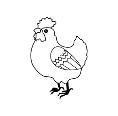Line art rooster isolated on white background