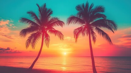 Tropical beach with palm trees
