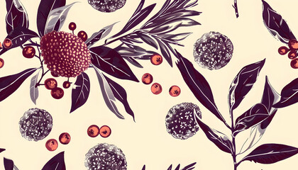 Elegant Botanical Illustration Seamless Pattern