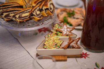 Polish culture Christmas diner, copy space background image, traditional dinner