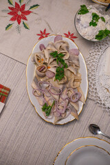 Christmas diner, selective focus Polish culture set table, food backgrounds, selective focus, isolated image