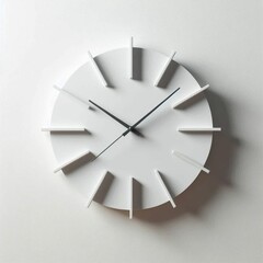 white wall clock design with simple black hands and raised hour markers