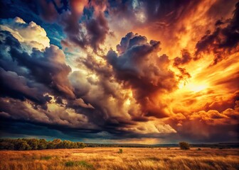 Dramatic Vintage Sky: Dark Cloudscape Stock Photo