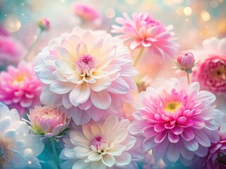 Obraz premium Dreamy Double Exposure: Pink and White Flowers in Soft Light