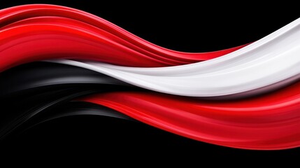 Fototapeta premium Abstract flowing design featuring black, red, and white waves.