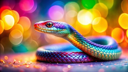 Fototapeta premium Easy Snake Drawing Tutorial with Bokeh Background - Stock Photo