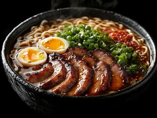 Fototapeta premium Steaming Bowl of Traditional Ramen