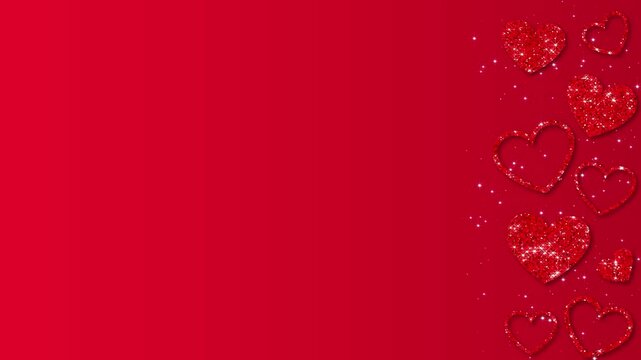 happy valentines day red hearts glitter and shiny stars , love and romance valentine social media background