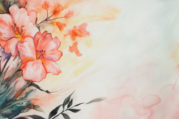 Elegant wedding invitation card background vector. Minimal hand painted watercolor botanical flowers texture template background. Design for wedding, vip cover, poster, rsvp moderncard.Valentine's Day