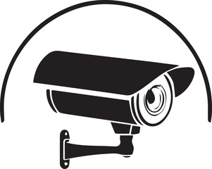 a black and white security camera logo type silhouette design