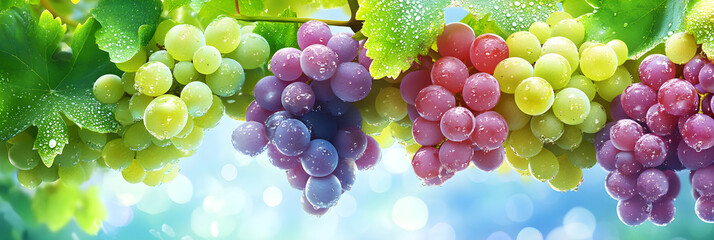 Sun-Kissed Vineyard: A Glorious Display of Juicy Grapes Radiating Natural Beauty and Freshness