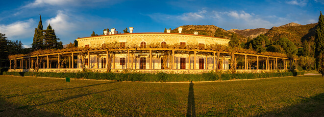 Obraz premium One of unfinished investment abandoned in construction, building on the beach of Adriatic Sea in Montenegro