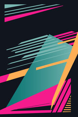Fototapeta premium Abstract background with place for text. Trendy geometrical poster. Dark background and bright figures. Retro style.