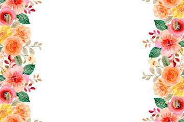 Watercolor floral border for wedding, birthday, card, background, invitation, wallpaper, sticker, decoration etc.