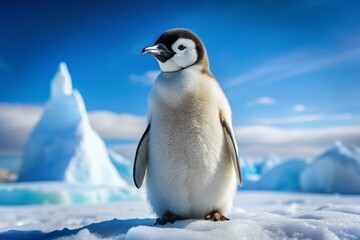 Fototapeta premium Emperor Penguin Chick on Snow Hill Island, Antarctica - High-Resolution Wildlife Photo