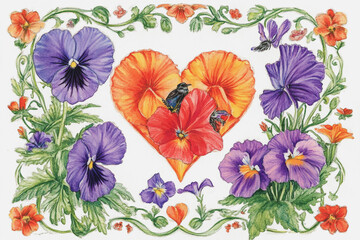 Elegant wedding invitation card background vector. Minimal hand painted watercolor botanical flowers texture template background. Design for wedding, vip cover, poster, rsvp moderncard.Valentine's Day