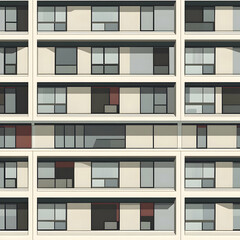 A seamless pattern representing brutalist architecture with facades made of bold, angular concrete lines