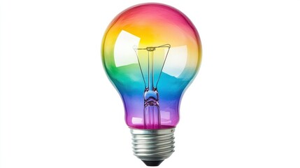 Fototapeta premium Colorful rainbow lightbulb on white background.