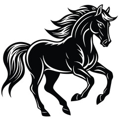 Obraz premium A powerful vector silhouette of a running stallion,