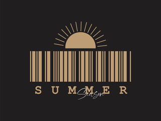Summer season barcode design modern and minimalist art