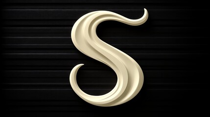 Creamy White Swirling S Letter On Black Background