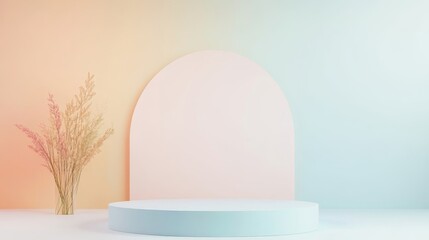 Minimalist Pastel Gradient Background with Elegant Vase and Flowers 20
