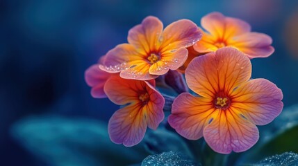 Fototapeta premium Nature reveals vibrant blooms with droplets glistening in a lush garden during early morning hours. Generative AI