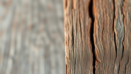 Close-up of weathered wood grain texture showing natural cracks and aging process