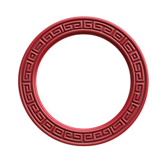 Asian and Chinese style Circular red decorative frame with patterns.