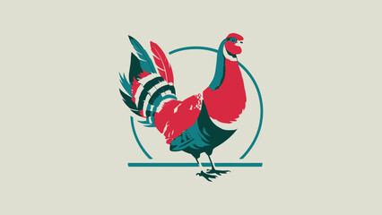 Colorful Illustration of a Pheasant Bird with Detailed Feather Design