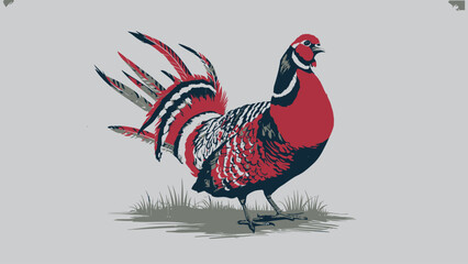 Colorful Illustration of a Pheasant Bird with Detailed Feather Design