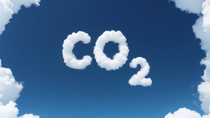 Naklejka premium Blue sky with clouds creating CO2, representing air pollution and its effect on the planet