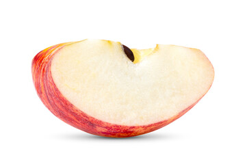 A transparent slice of red apple with shadow