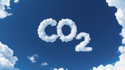 Obraz premium A serene blue sky disrupted by white clouds forming CO2, highlighting the air pollution issue.