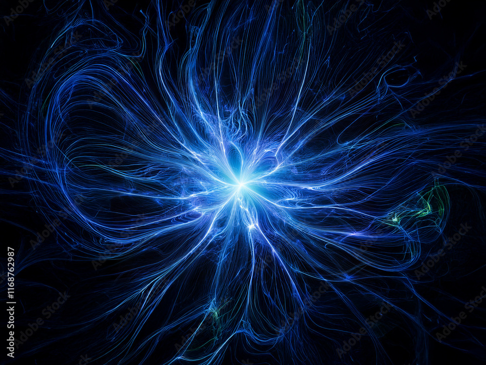 Aufkleber intricate blue energy swirls emanate from a central point, creating a mesmerizing, abstract cosmic b