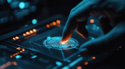 Digital Interface Interaction with Futuristic Technology Display