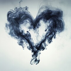 Heart-shaped smoke art displaying emotions in abstract form studio setting creative photography