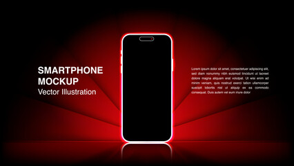 Stunning Neon Red Glow Smartphone Vector: Black Screen Mobile Display Designs for Banners, Wallpapers, and Luxury Vouchers