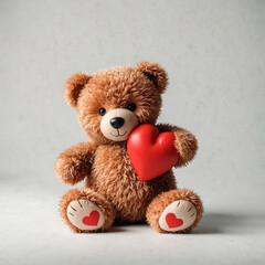 Brown teddy bear with a red heart in its paws