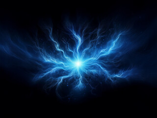 Obraz premium A radiant, blue energy core explodes outwards, creating a mesmerizing display of light and swirling plasma. Intense, bright, and cosmic.