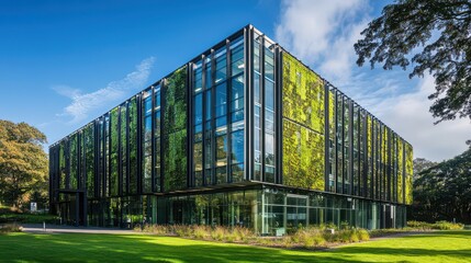 Obraz premium Modern Green Building with Vertical Garden Design