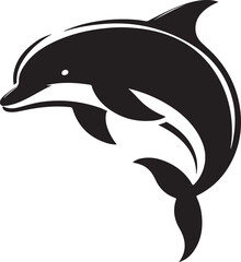 Obraz premium Dolphin silhouette vector and dolphin are in the water illustration art 