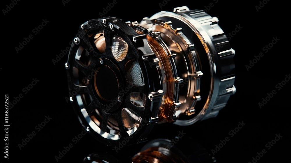 Fototapete a detailed close-up of a mechanical component showcasing intricate design and engineering.