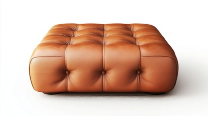 Obraz premium Soft leather ottoman with rounded edges, isolated on white for contemporary lounges