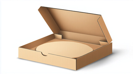 Open pizza box with plain pizza base, minimalist vector art