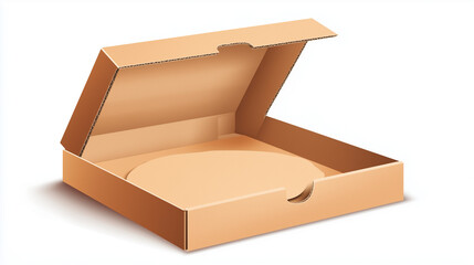 Open pizza box with plain pizza base, minimalist vector art