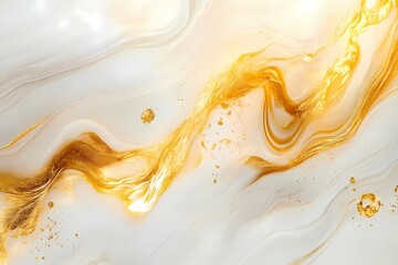 Abstract Gold and White Marble Swirl Design