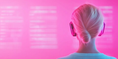 Neon Surrealism in Esports Analysis Focused Gamer with Floating Digital Displays