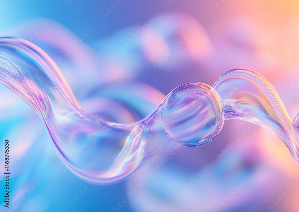 Aufkleber pastel wave abstraction flowing digital fluidity in soft hues