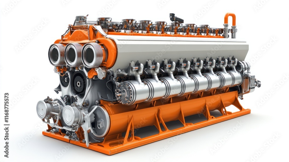 Aufkleber a detailed illustration of a high-performance engine showcasing its mechanical components.
